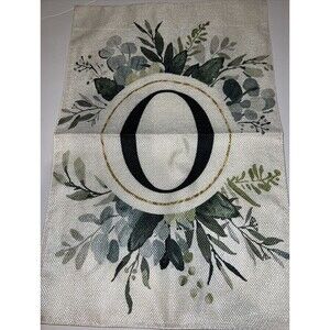 Garden Flag Letter "O" Indoor Outdoor Home Yard Floral White Green New